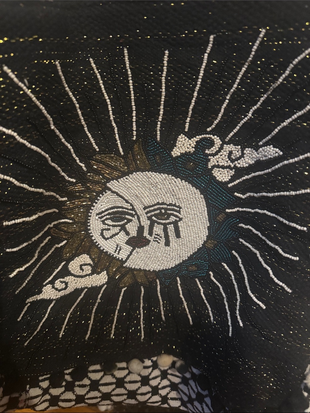 Embroidered Sun & Moon Black and White Tote Bag - Picture 2 of 7